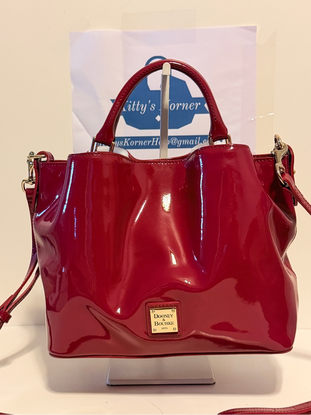 NWOT Dooney & Bourke Small Brenna Magenta Colored Patent Leather